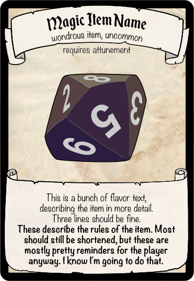 An example magic item card